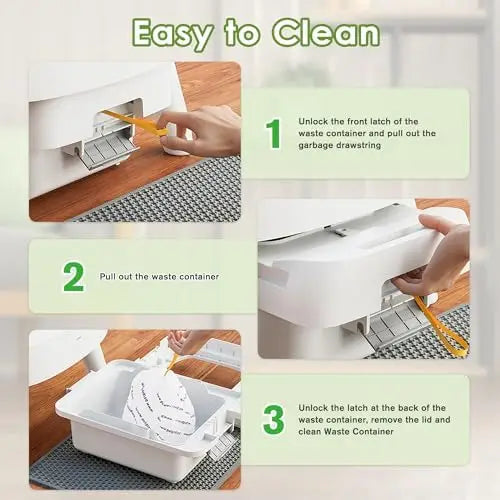Self-Cleaning Automatic Litter Box with Open Top Design, Spacious and Stress-Free for Cats, 10L Large Waste Bin and