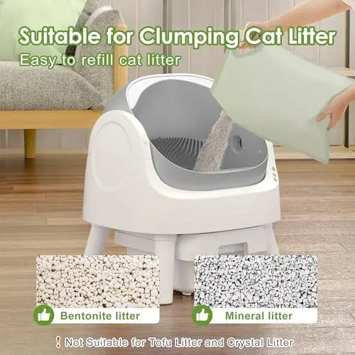 Self-Cleaning Automatic Litter Box with Open Top Design, Spacious and Stress-Free for Cats, 10L Large Waste Bin and