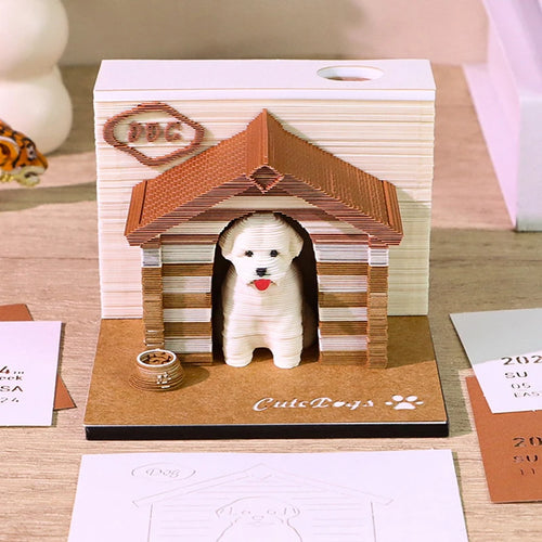3D Tear-Away Desk Calendar 2026 — Paper Carving Art Memo Pad